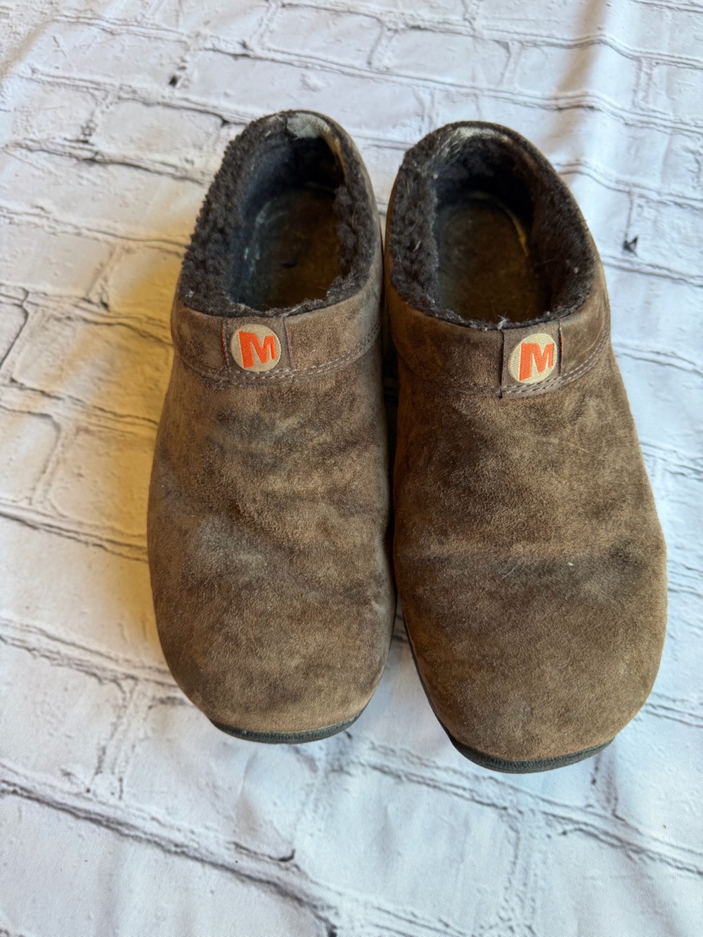 Merrell Brown Suede Clog Mule Slide Moccasin 9 EU 40 Fuzzy Lining Outdoor